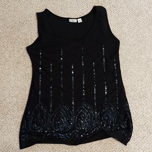 Sleeveless Sequin Black Tank Top size medium
